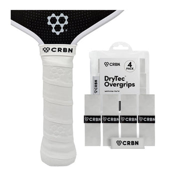 CRBN DryTec™ Overgrips white provide excellent comfort, moisture absorption, and control. Includes four 0.6 mm overgrips for all pickleball paddles. Buy now at Pickleball Corner Singapore.