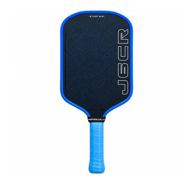 The J2K J6CR features Crystal Blue™ Endurance Surface™ in blue, Multi-Density Foam Core, and Core Reactor™ technology for elite power, spin, and control. Buy now at Pickleball Corner Singapore.